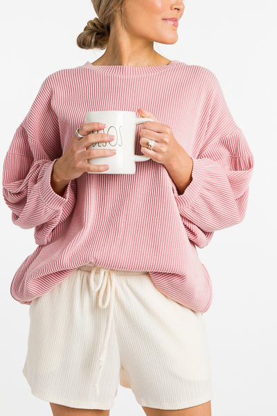 Raised Lines Bubble Top, Pink
