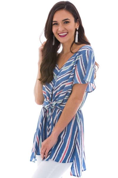 Tie Up Tunic, Blue