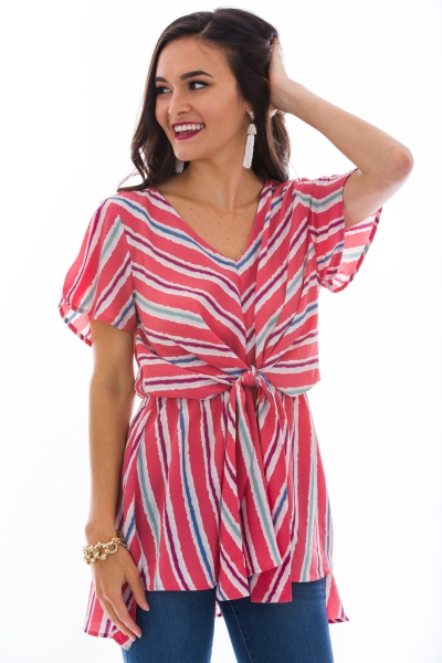 Tie Up Tunic, Coral