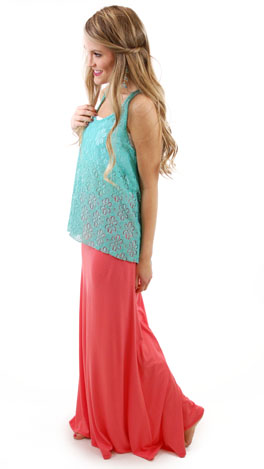 Solid Maxi Skirt, Coral