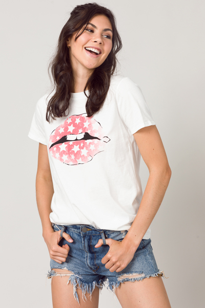 Lips Graphic Tee, White