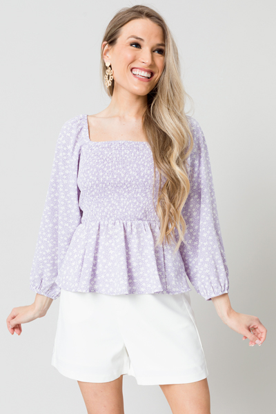 Smock Top, Lavender Floral