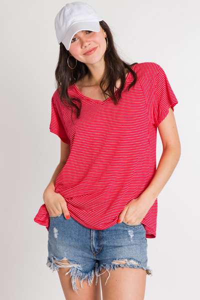 Simply Striped Tee, Red