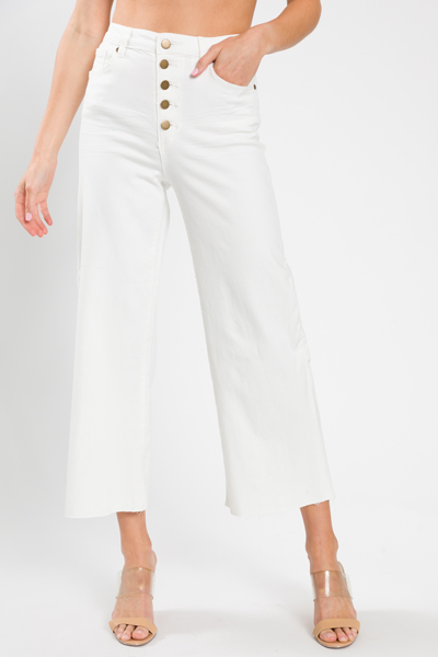 Jen Button Fly Jeans, White