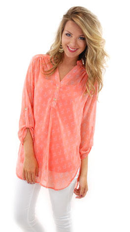 Coral Crosses Blouse