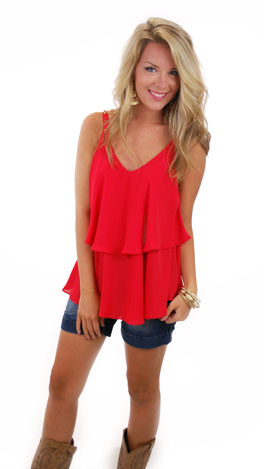 Stud Strap Cami, Red
