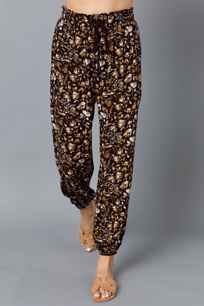 Neutral Floral Joggers, Black