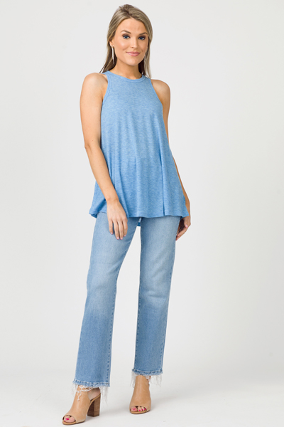 Ribbed Flowy Tank, Blue