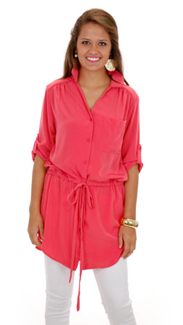 Solid Shirt Dress/Tunic