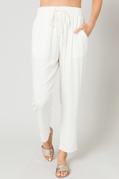 Pull On Linen Pants, Off White