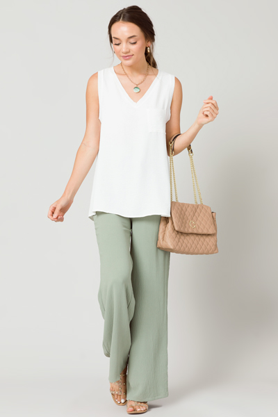 Adrianna Tie Front Pant, Sage