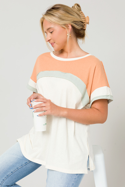 Tri-Tone Colorblock Tee, Ivory
