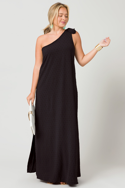 Swiss Bow Shoulder Maxi, Black