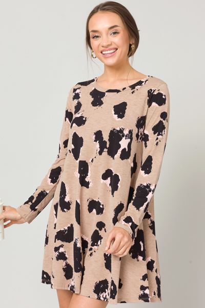 Slinky Smooth Animal Dress, Latte