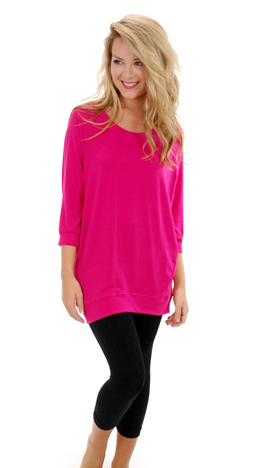 Slouchy Dolman Tunic, Hot Pink
