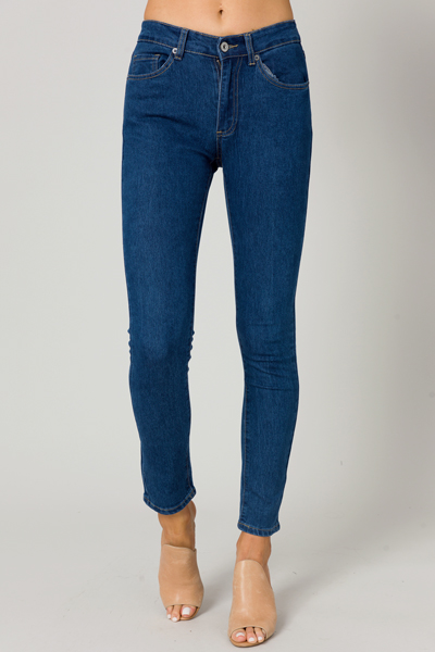 Stretch Waist Skinny Jeans, Dark