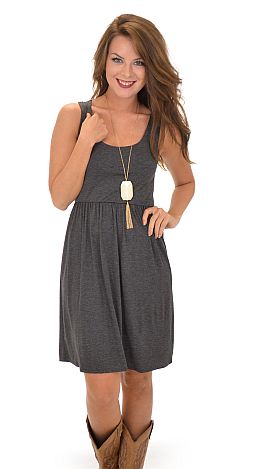 Classic Tank Dress, Charcoal