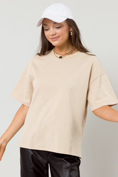 Carson Boxy Tee, Taupe