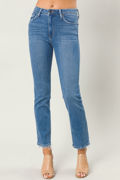 Straight Fray Leg Jeans, Medium