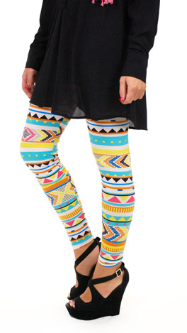 Bright Aztec Leggings, Yellow