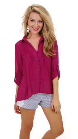 Just Pleat It Top, Berry