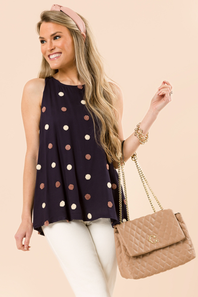 Swiss 2-Tone Dots Tank, Navy