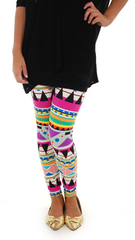 Bright Aztec Leggings, Purple