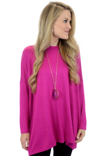Drop Shoulder Tunic, Magenta