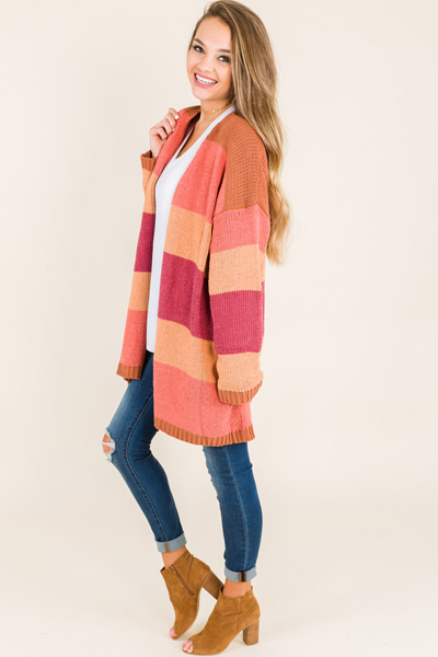 Lissie Stripe Cardigan, Orange