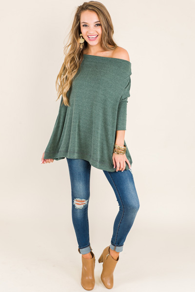 Metric Sweater, Olive - Tops - The Blue Door Boutique