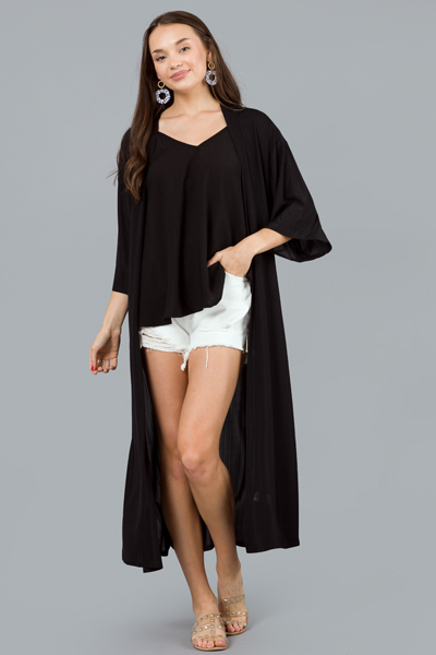 Ribbed Longline Cardi, Black