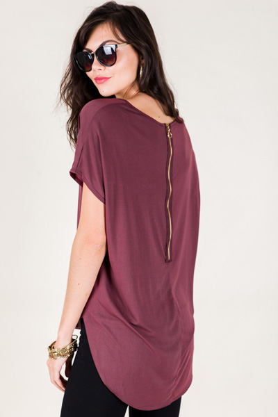 Back Zip Top, Wine
