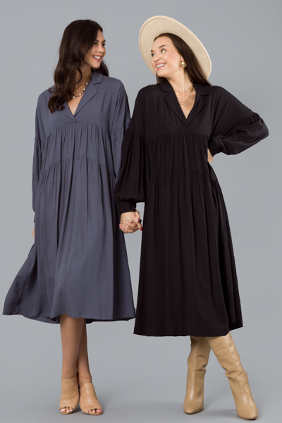 Mellie Collared Maxi, Black