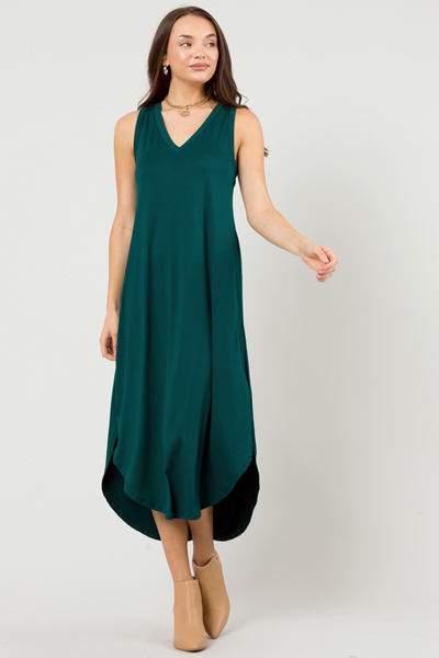 V-Neck Soft Knit Maxi, H. Green