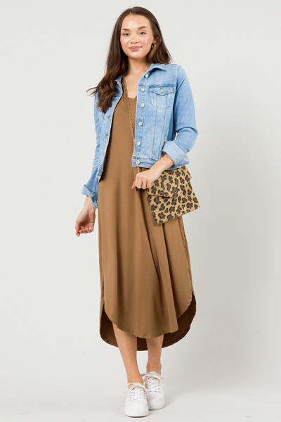 V-Neck Soft Knit Maxi, Mocha