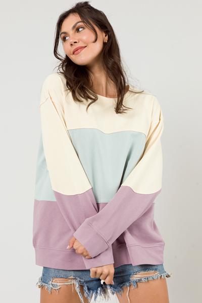 Blocked Tunic Sweatshirt, Lavender
