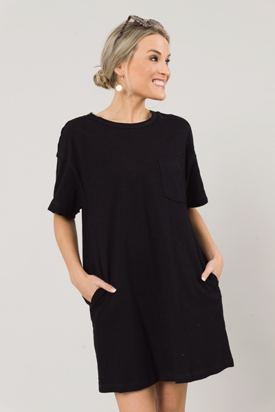 Pocket Tee Dress, Black
