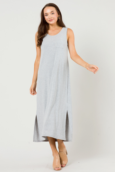 Rib Tank Maxi Dress, H. Grey