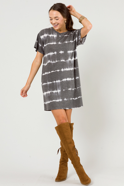 Sound Waves Tee Dress, Charcoal