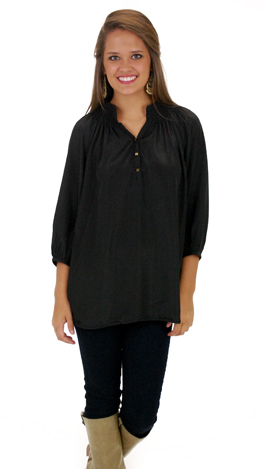 Here To Stay-ple Blouse, Black