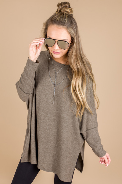 Boxy Dolman Sweater, Olive