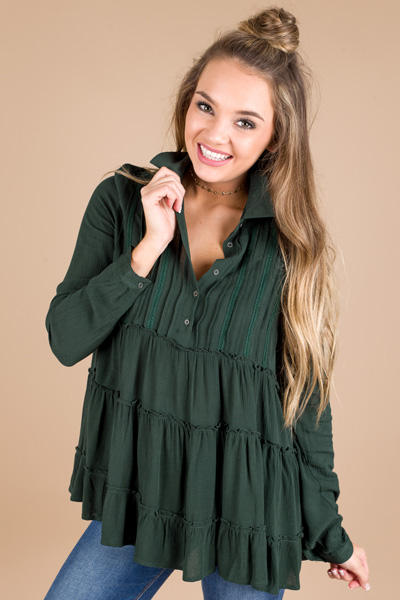 Evergreen Babydoll Blouse