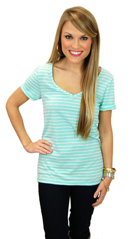 Simply Striped Tee, Mint