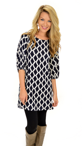 Basic Boatneck Tunic, Midnight Diamond