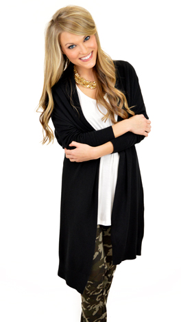 Lux Cashmere-ish Cardigan, Black