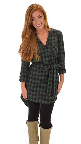Too Bad, So Plaid Dress, Green