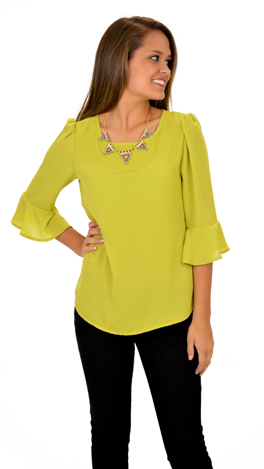 Bell Sleeve Blouse, Citron