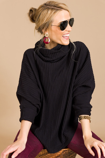 Batwing Turtleneck, Black