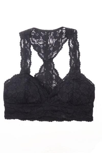 Padded X-Back Bralette, Black