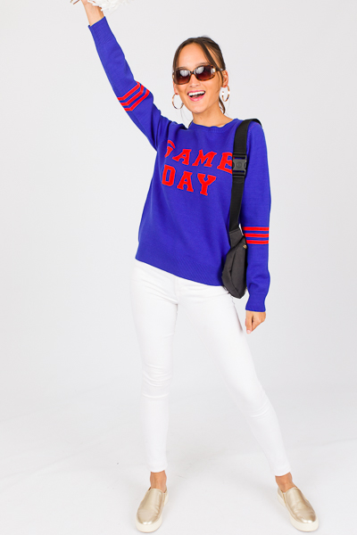 Game Day Sweater, Blue/Orange - SALE - The Blue Door Boutique